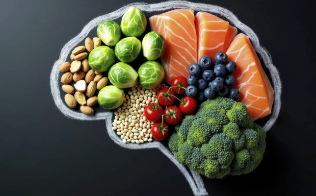 Brain depicted with food
